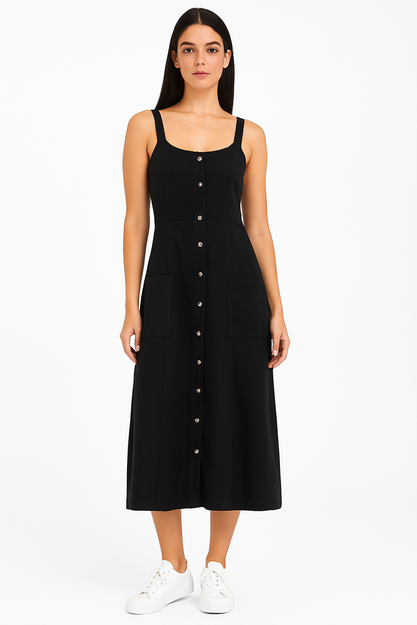 Dress Linen Cut 2 Pocket